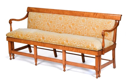 ANTIQUE TIGER MAPLE COUCH.
