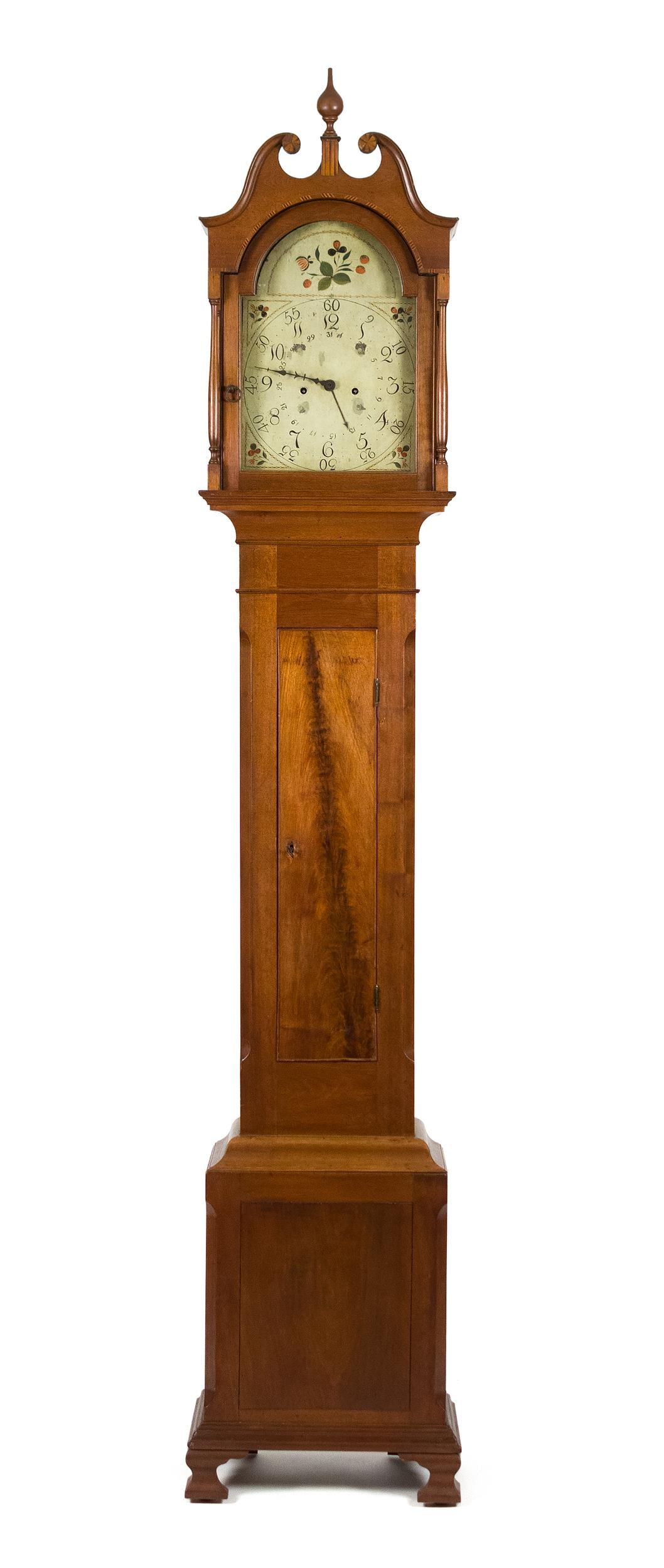 EARLY 19TH C. AMERICAN FEDERAL WALNUT TALL CLOCK. (1 of 17)