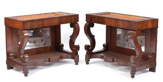 PAIR 19TH C. PHILADELPHIA MAHOGANY PIER TABLES.