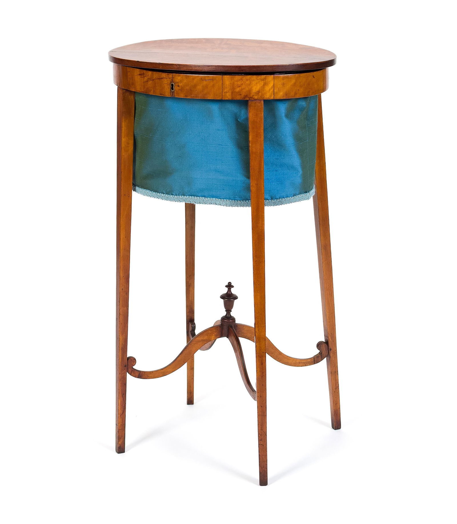 19TH C. MA FLAME CHERRY SEWING STAND. (1 of 10)