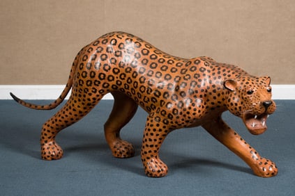 VINTAGE LEATHER WRAPPED LEOPARD.