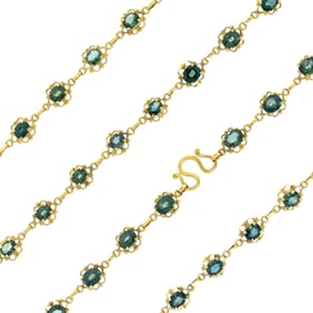 18K GOLD THAI GREEN SAPPHIRE NECKLACE.