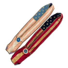 TWO 19TH C. PATRIOTIC PARADE SASHES.