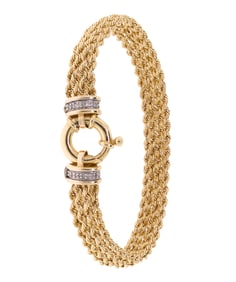 18K YELLOW GOLD WIDE ROPE BRACELET.