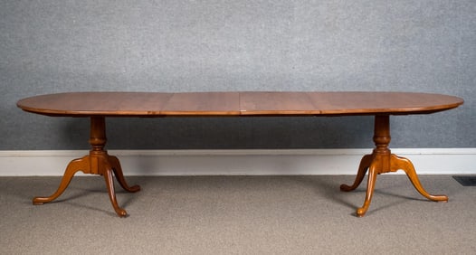 ELDRED WHEELER TIGER MAPLE DINING TABLE.
