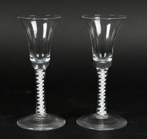 PAIR 18TH C. ENGLISH AIR TWIST WINES.