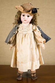 ANTIQUE FRENCH TETE JUMEAU BISQUE HEAD DOLL.