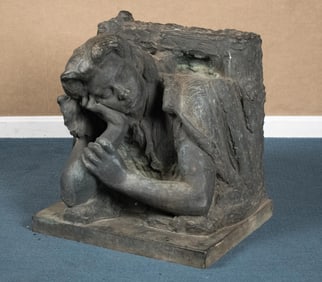 EARLY 20TH C. BRONZE, WOMAN IN THOUGHT.