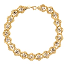 18K TWO-TONE TURKISH GOLD BRACELET.
