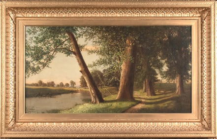 LATE 19TH C. OIL, LANDSCAPE WITH COWS.