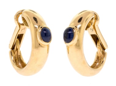 FRENCH 18K GOLD CHAUMET PARIS SAPPHIRE CLIP EARRINGS.