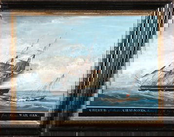 19TH C. CHINA TRADE MARINE OIL.