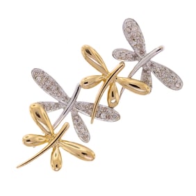 14K GOLD ARTICULATED DRAGONFLY DIAMOND PENDANT.