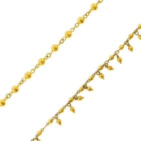 TWO 22K YELLOW GOLD BALL BRACELETS.