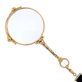 ANTIQUE 14K YELLOW GOLD LORGNETTES W/ BLACK RIBBON.