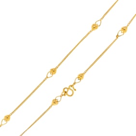 23K YELLOW GOLD PUFFED HEART CHAIN.