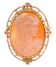 VINTAGE 14K GOLD SHELL CAMEO PIN/PENDANT.