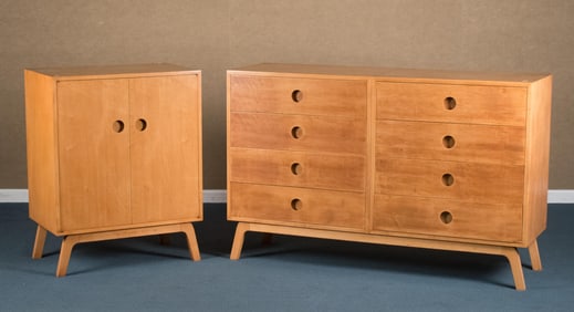 ALVAR AALTO ATTRIBUTED CHEST AND CABINET.