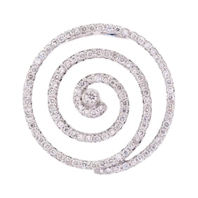 18K WHITE GOLD SPIRAL DIAMOND PENDANT.