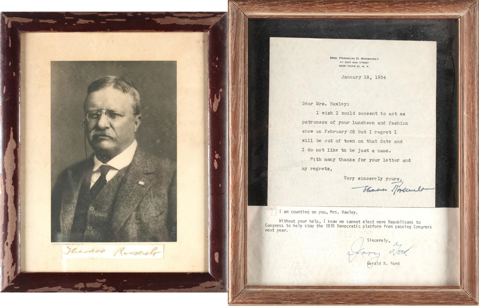 ELEANOR & THEODORE ROOSEVELT, GERALD FORD SIGNATURES. (1 of 16)