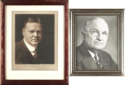 PRESIDENTS HOOVER AND TRUMAN SIGNED PHOTOGRAPHS.