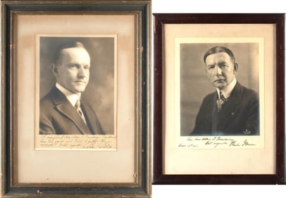 CALVIN COOLIDGE, CHARLES DAWES SIGNED PHOTOGRAPHS.