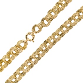 ITALIAN 14K GOLD BOLD DIAMOND CUT LINK NECKLACE.