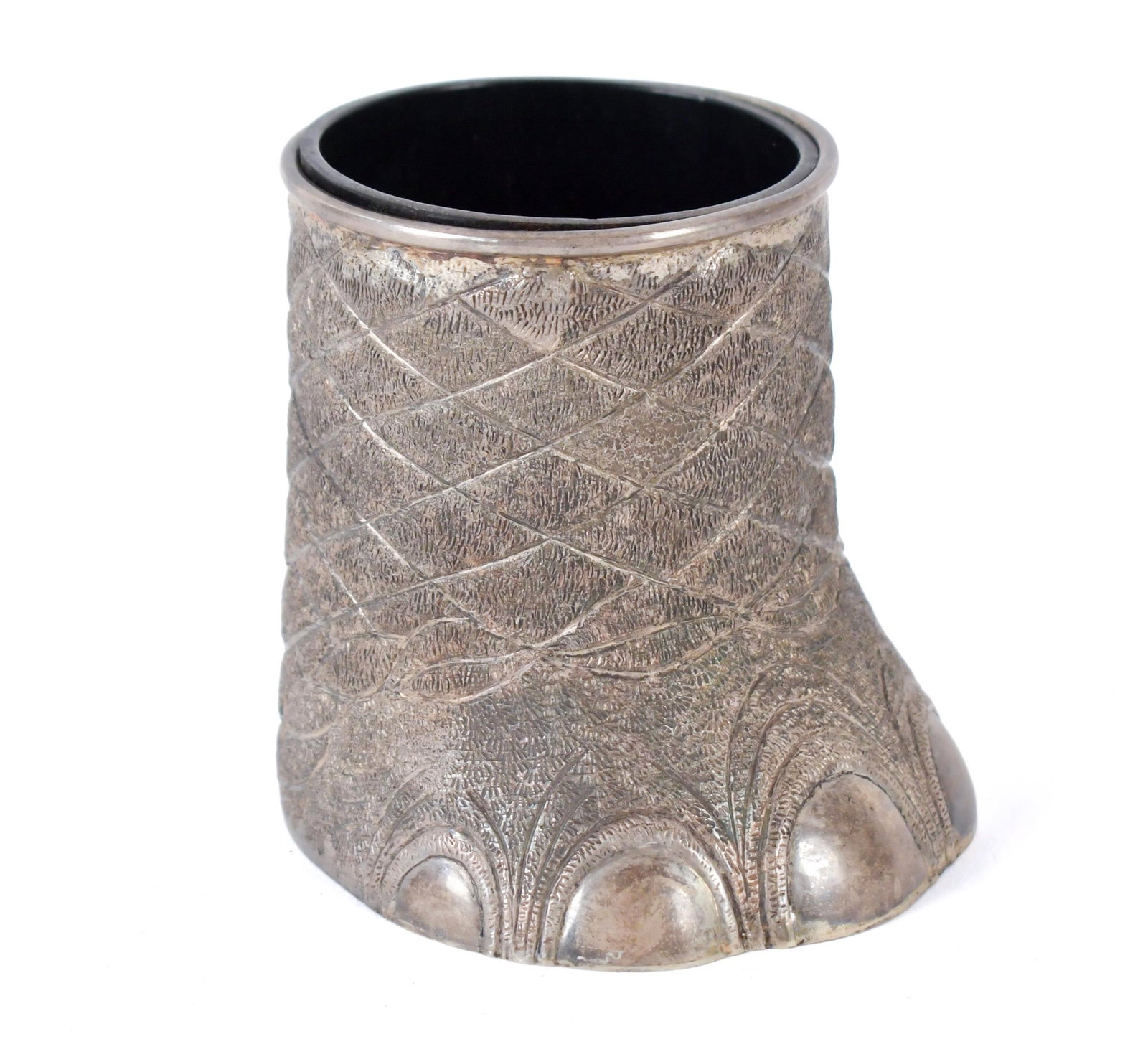 STERLING ELEPHANT FOOT VASE. (1 of 8)