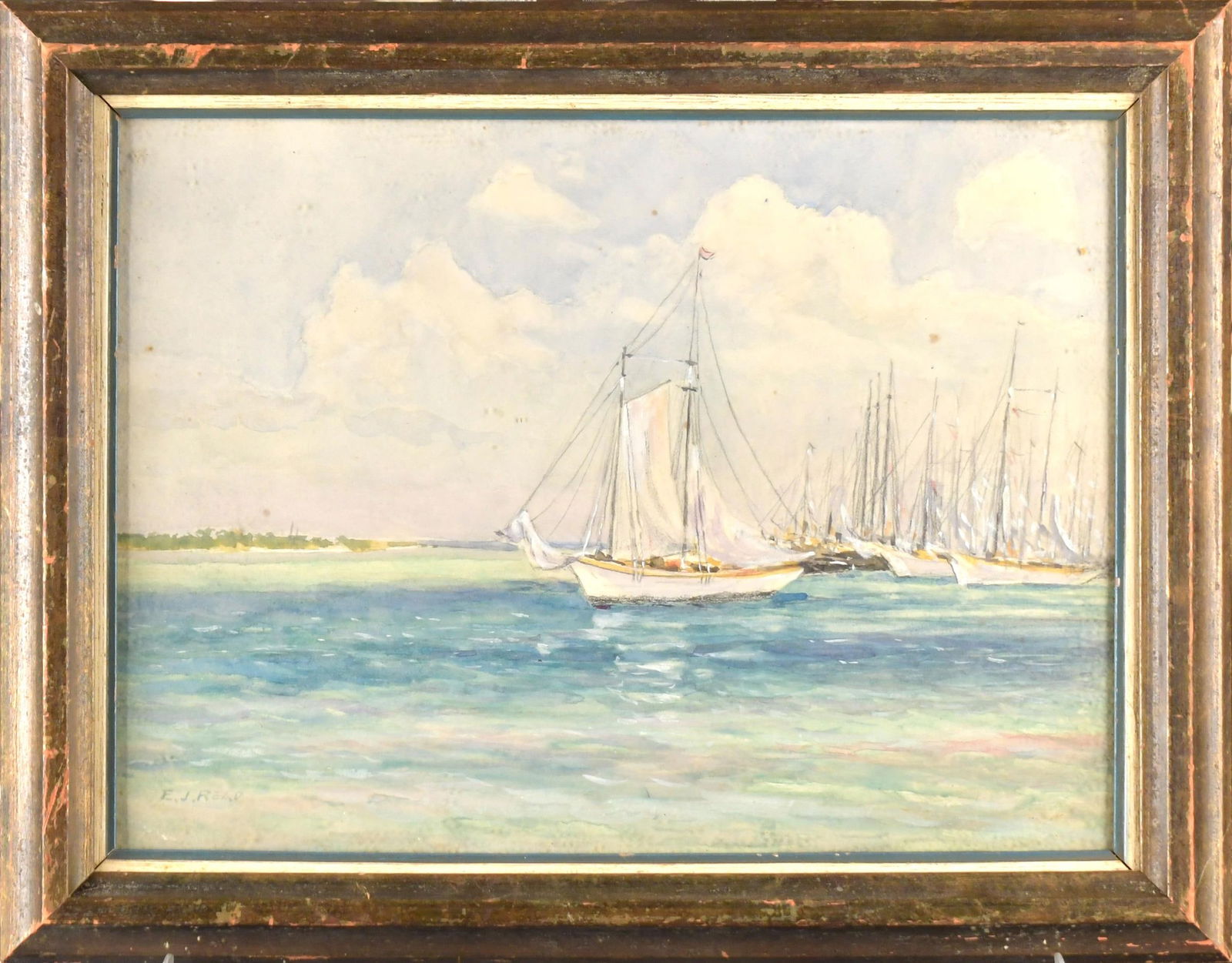 ELMER JOSEPH READ WATERCOLOR, MARINE SCENE. (1 of 9)