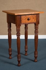 19TH C. NEW ENGLAND CHERRY & BIRDSEYE MAPLE STAND.