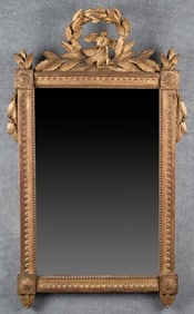 18TH C. ITALIAN CARVED & GILT WALL MIRROR.