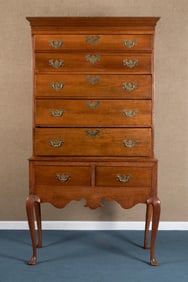 18TH C. TWO-PART CHERRY HIGHBOY.