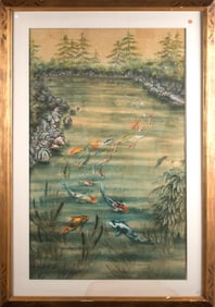 VINTAGE HAIFENG MA, PAINTING ON CORK, CARP.