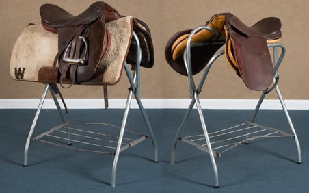 TWO VINTAGE ENGLISH SADDLES.