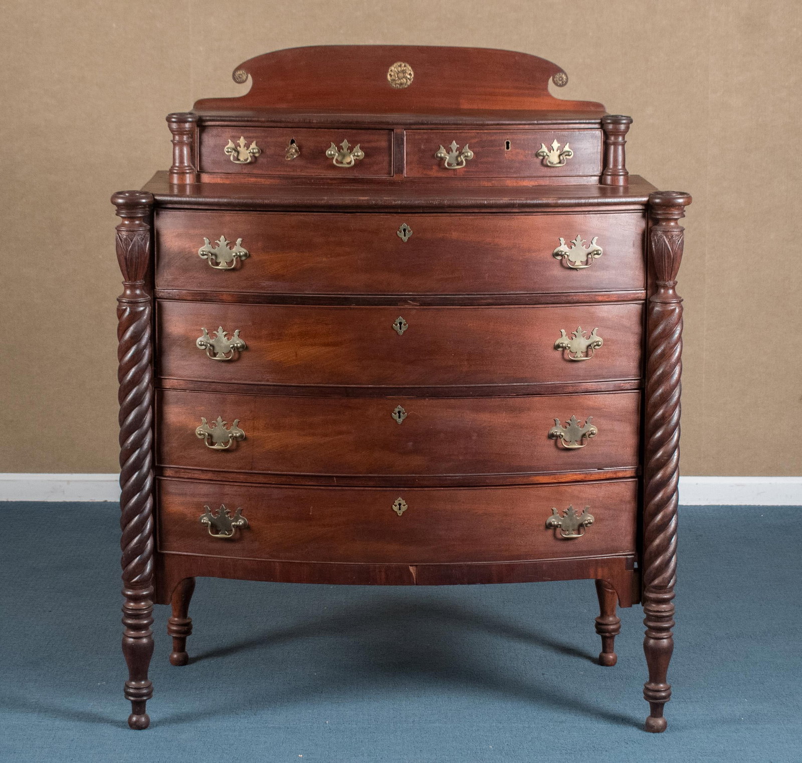 19TH C. SHERATON DECK-TOP CHEST. (1 of 12)
