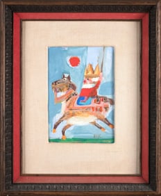 20TH C. OIL, KING ON HORSEBACK.