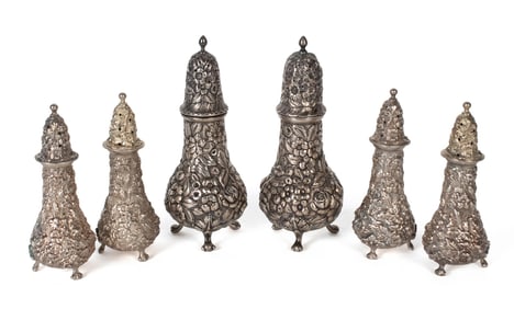 STIEFF AND KIRK STERLING SALT AND PEPPERS, 6 PCS.