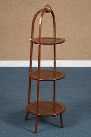 MAHOGANY TIERED DESSERT STAND.