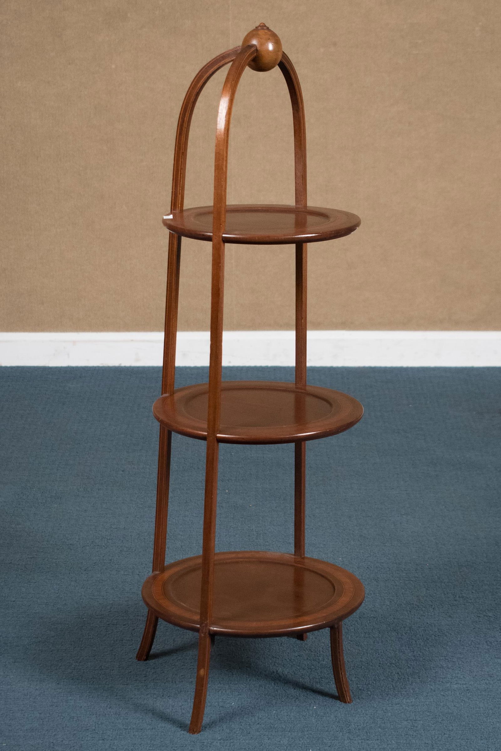 MAHOGANY TIERED DESSERT STAND. (1 of 8)