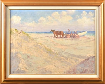 THEODORE K. GRAMM OIL, BEACH SCENE.