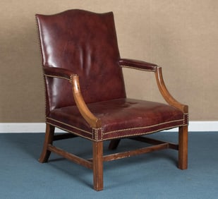 20TH C. CHIPPENDALE MAHOGANY LOLLING CHAIR.