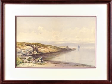 WILLIAM BARTHOLOMEW WATERCOLOR, COASTAL VIEW.