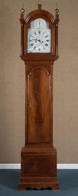 EARLY 19TH C. MAHOGANY GRANDFATHER CLOCK.