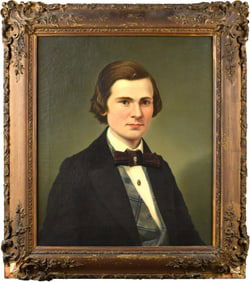 19TH C. OIL, PORTRAIT OF A YOUNG GENTLEMAN.
