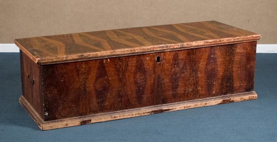 19TH C. GRAIN PAINTED STORAGE BOX.