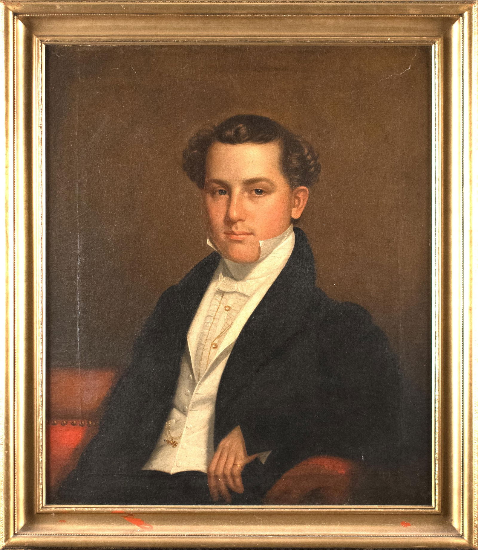 19TH C. OIL PORTRAIT, YOUNG MAN. (1 of 8)