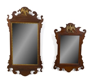 TWO ANTIQUE CHIPPENDALE MIRRORS.