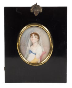 ENGLISH REGENCY MINIATURE PORTRAIT, WOMAN IN VEIL.