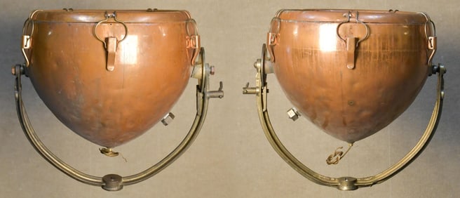 PAIR OF COPPER AND BRASS NAUTICAL LIGHTS.