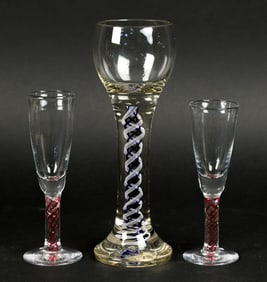 THREE JOSEPHINENHUTTE GERMAN AIR TWIST WINES.